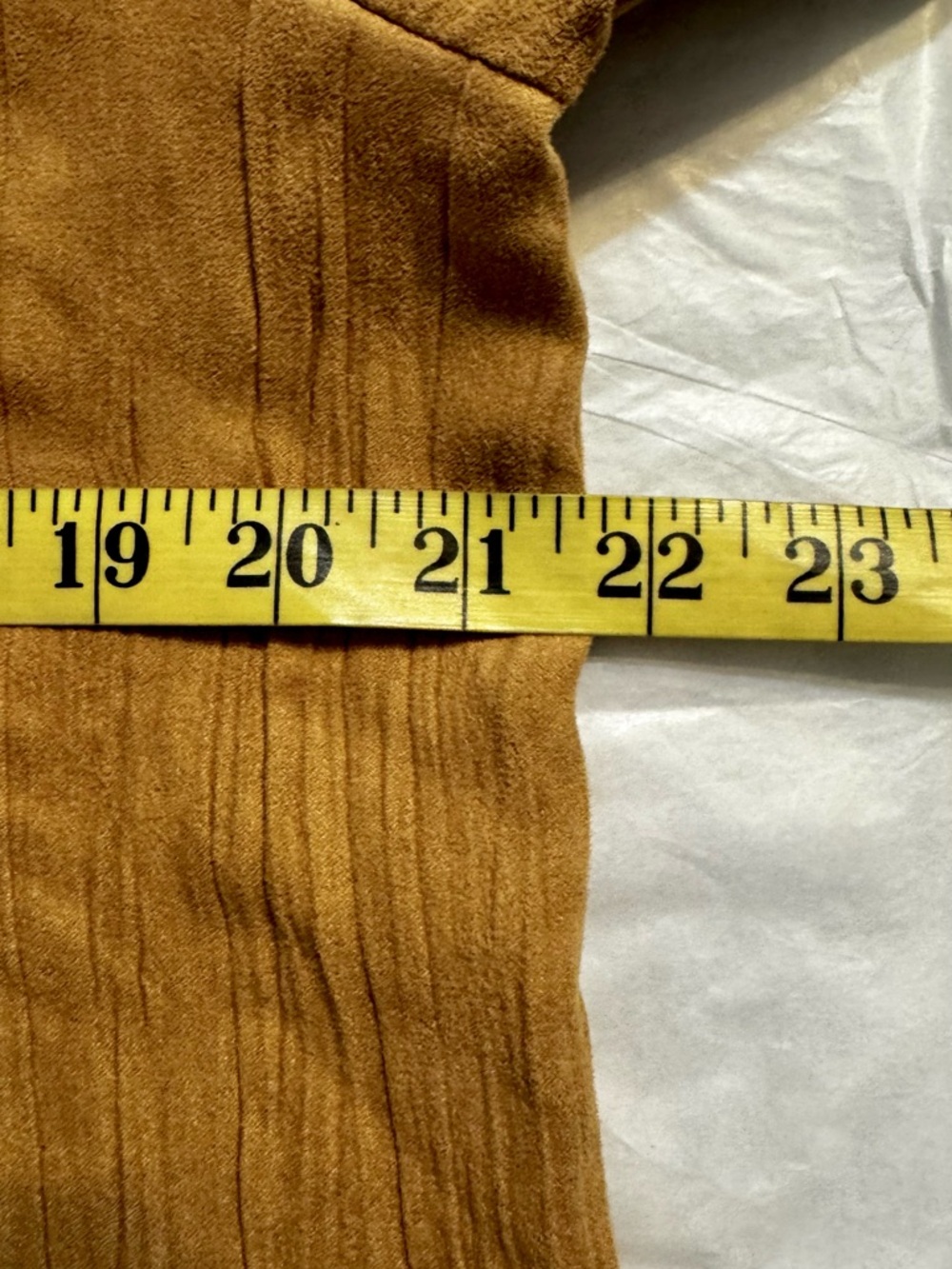 Denim&Co Corduroy Like Button-Down Shirt - Camel Tan size Medium - Picture 6 of 8